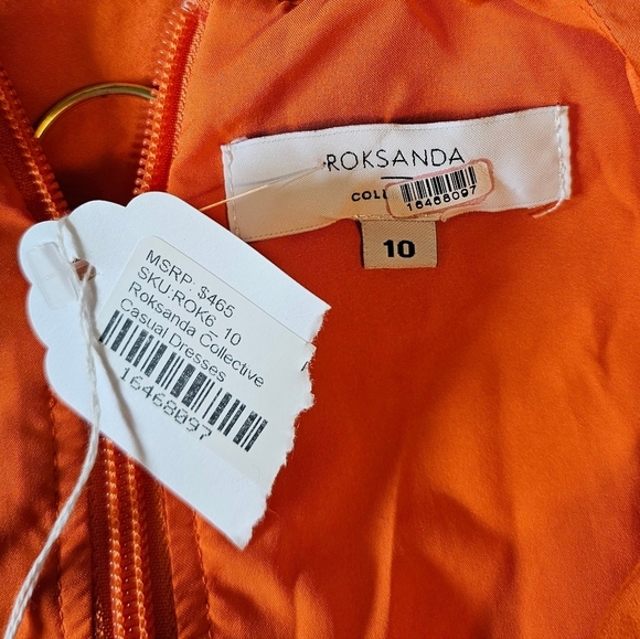 ROKSANDA COLLECTIVE Orange Smocked Waist Maxi Dress, Size 10 - Picture 15 of 17